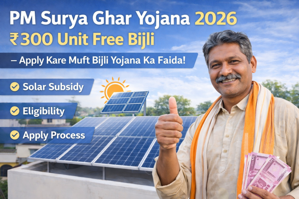 PM Surya Ghar Yojana 2026 solar panel subsidy free electricity rooftop solar scheme India